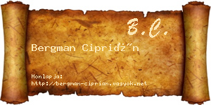 Bergman Ciprián névjegykártya